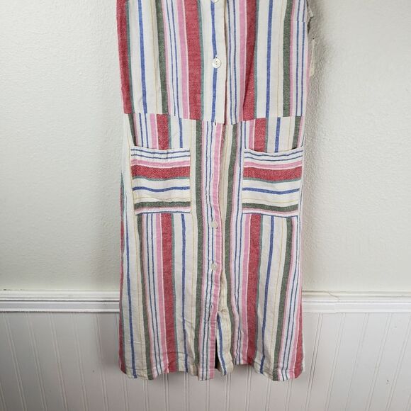 Women's Old Navy Linen Blend Vertical Strip Summer Spring Button Up Dress XS - Picture 11 of 11